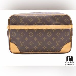 Louis Vuitton Brown Monogram Canvas Toiletry Case with Tan Trim